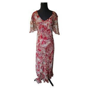 Vtg Sheer Silk Dress Babydoll Size 22W Garden Fairy Whimsy Asymmetric Ruffles